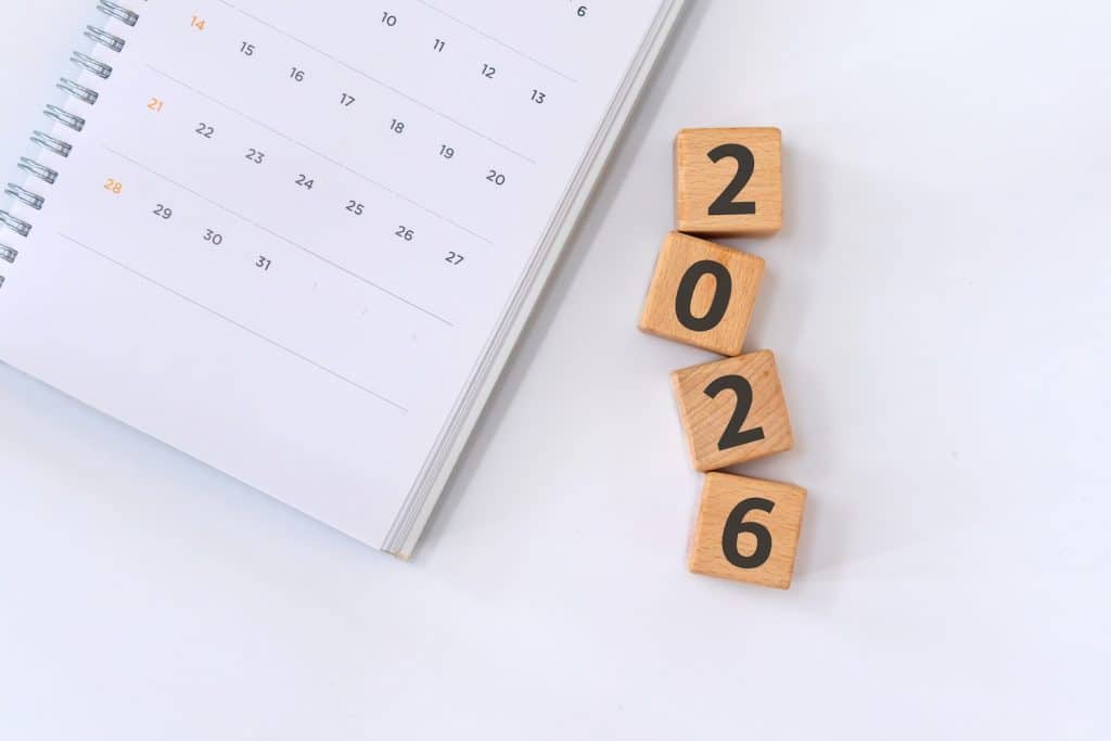 A planner and blocks showing 2026 to represent ‘eCommerce Dates for 2026: UK Retail Event Calendar’